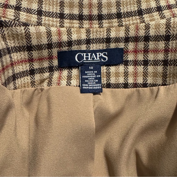 Chaps Tan and Brown Blazer Classic Plaid Design - Picture 4 of 7